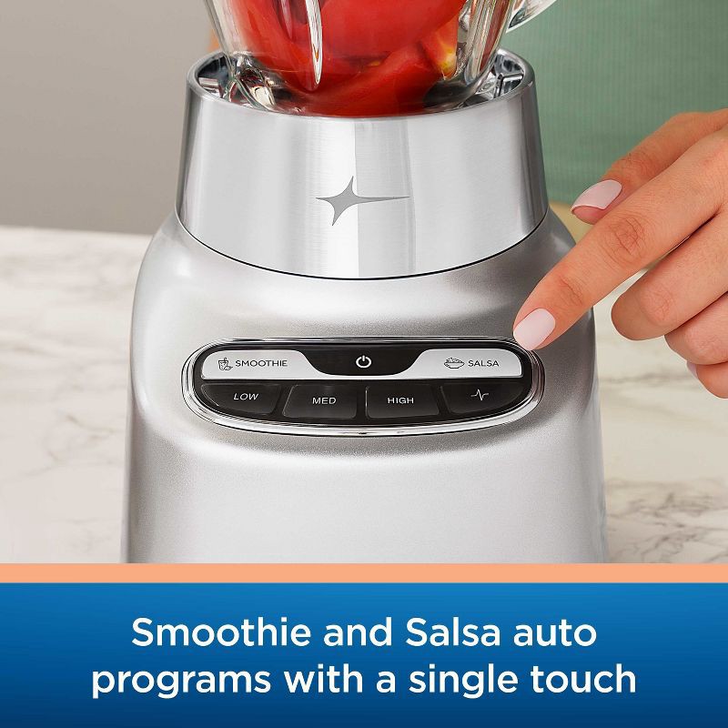 slide 7 of 7, Oster 2-in-1 One Touch Blender - Stainless Steel: Glass Jar, 6 Speeds, Smoothies, Ice Crush, Dishwasher-Safe Parts, 1 ct