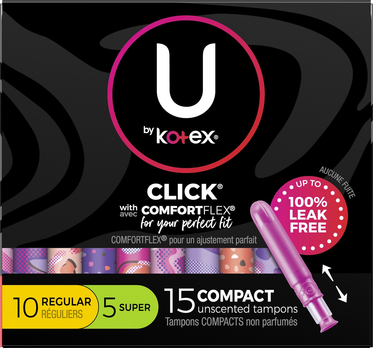slide 8 of 9, U by Kotex Click Regular/Super Compact Unscented Tampons 15 ea, 15 ct