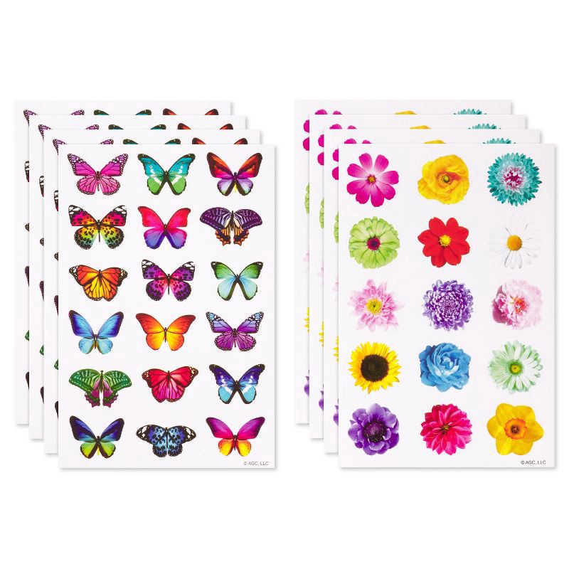 slide 2 of 5, American Greetings 132ct 8 Sheets Stickers For Kids' Butterflies and Flowers, 132 ct, 8 sheets