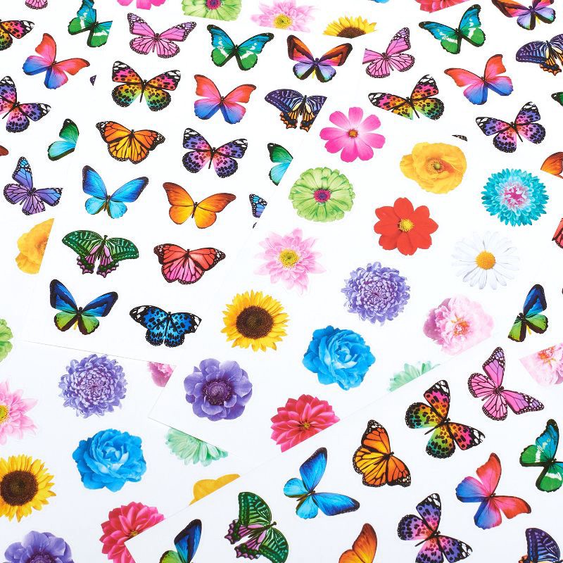slide 3 of 5, American Greetings 132ct 8 Sheets Stickers For Kids' Butterflies and Flowers, 132 ct, 8 sheets