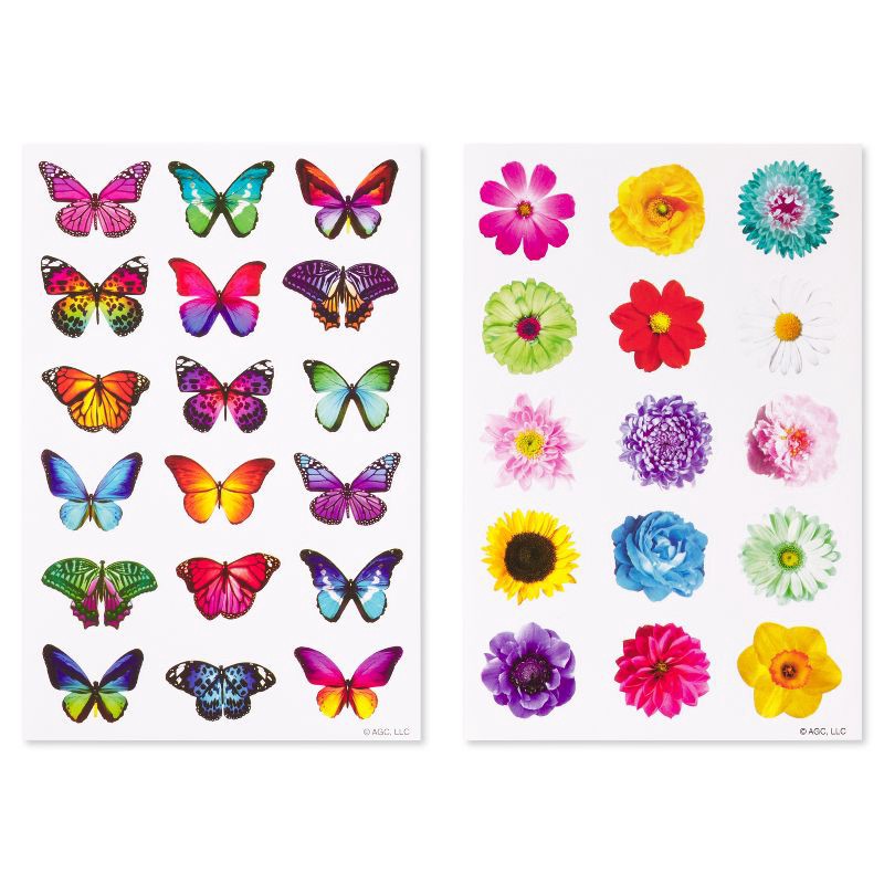 slide 1 of 5, American Greetings 132ct 8 Sheets Stickers For Kids' Butterflies and Flowers, 132 ct, 8 sheets