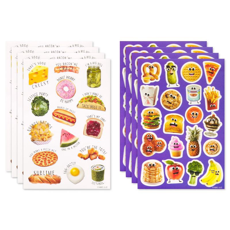 slide 2 of 5, American Greetings 140ct 8 Sheets Stickers For Kids' Punny Food, 140 ct, 8 sheets