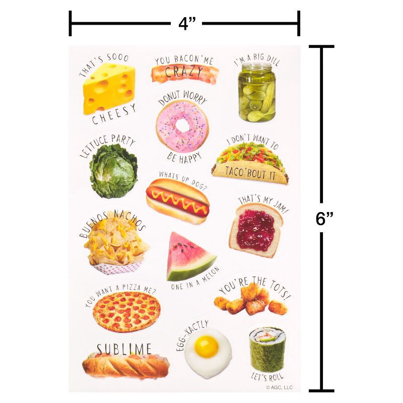 slide 4 of 5, American Greetings 140ct 8 Sheets Stickers For Kids' Punny Food, 140 ct, 8 sheets