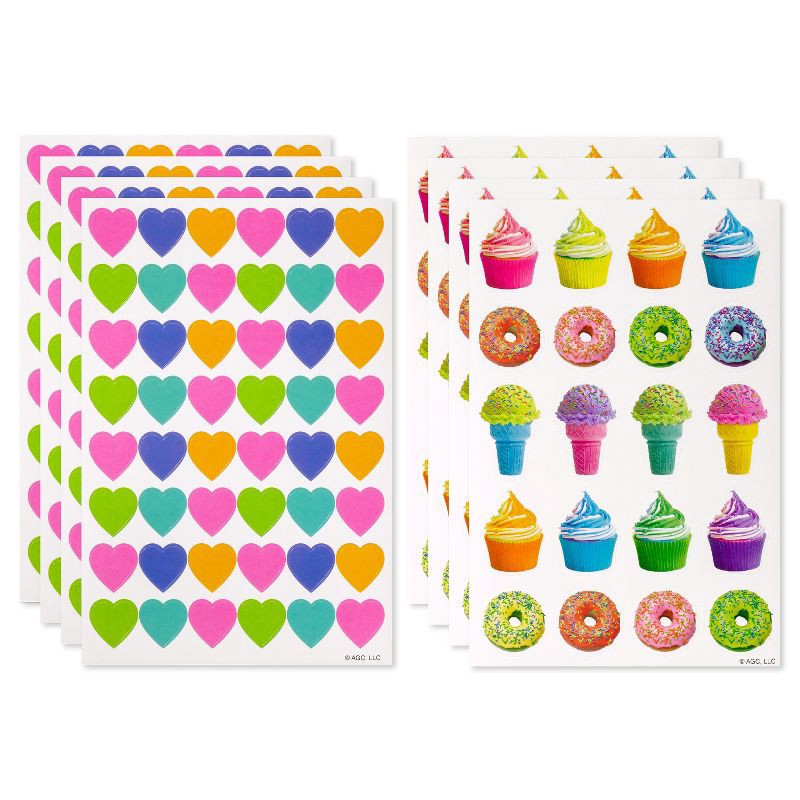 slide 2 of 5, 272ct Colorful Heart Stickers: Carlton Cards, Valentines & Birthday Stickers, 8 Sheets, All Ages, 272 ct, 8 sheets