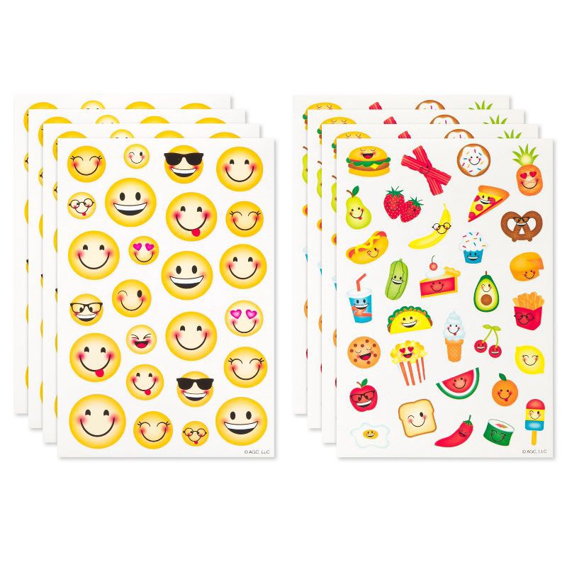 slide 3 of 5, American Greetings 224ct 8 Sheets Stickers for Kids' Smiley Emojis, 224 ct, 8 sheets