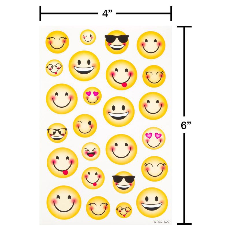 slide 4 of 5, American Greetings 224ct 8 Sheets Stickers for Kids' Smiley Emojis, 224 ct, 8 sheets