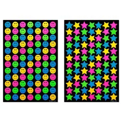 American Greetings 672ct 8 Sheets Teacher Rewards and Behavior Chart Stickers for Classroom Neon Smiley Faces and Stars