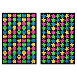 American Greetings 672ct 8 Sheets Teacher Rewards and Behavior Chart Stickers for Classroom Neon Smiley Faces and Stars