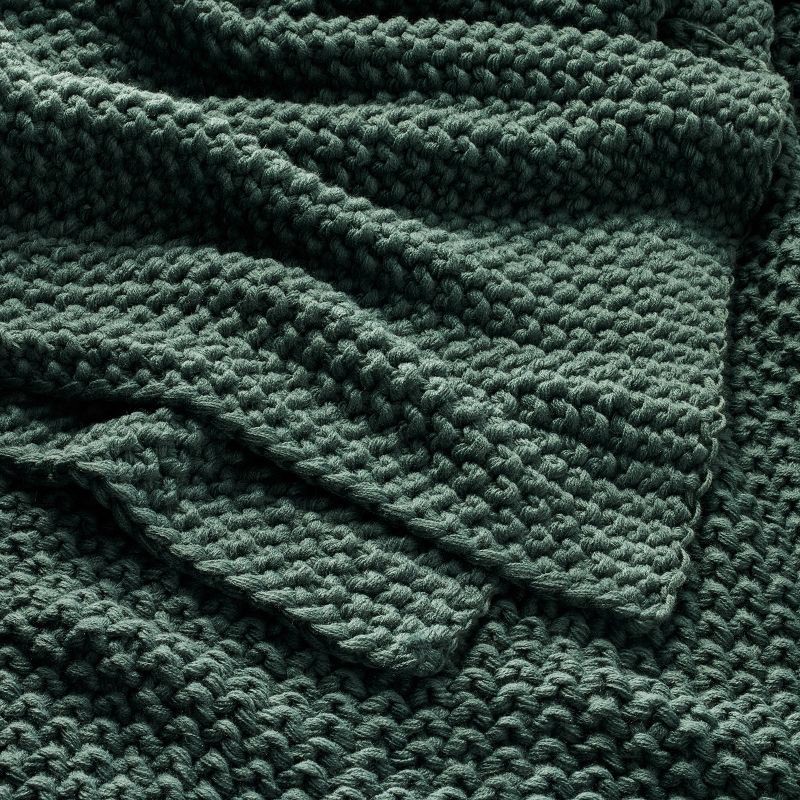 slide 3 of 6, Full/Queen Knit Blanket Dark Teal - Casaluna™: Acrylic Sweater Knit, Machine Washable, No Warranty, 1 ct