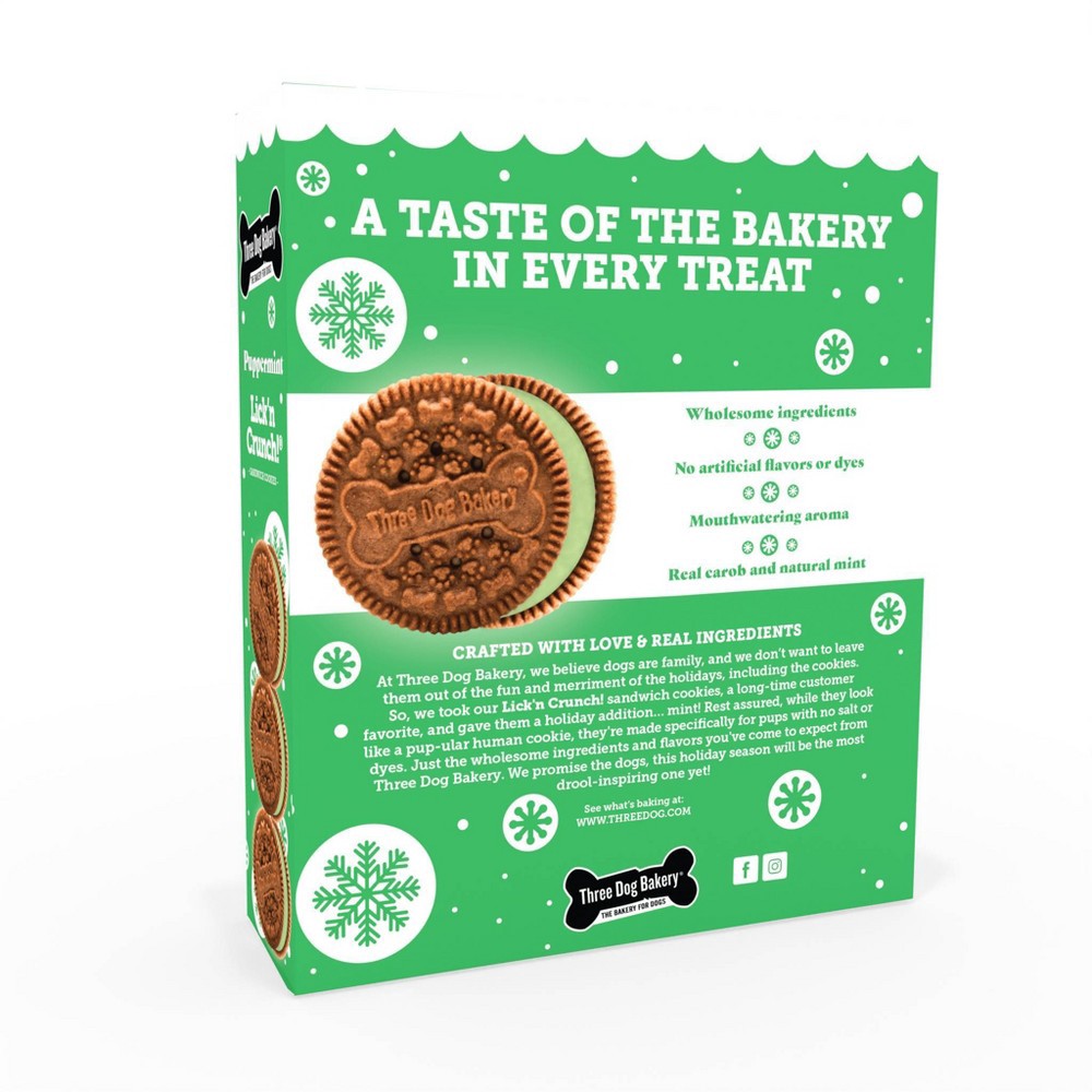 slide 2 of 4, Three Dog Bakery Holiday Carob and Peppermint Lick'n Crunch Cookie Dog Treats - 13oz, 13 oz