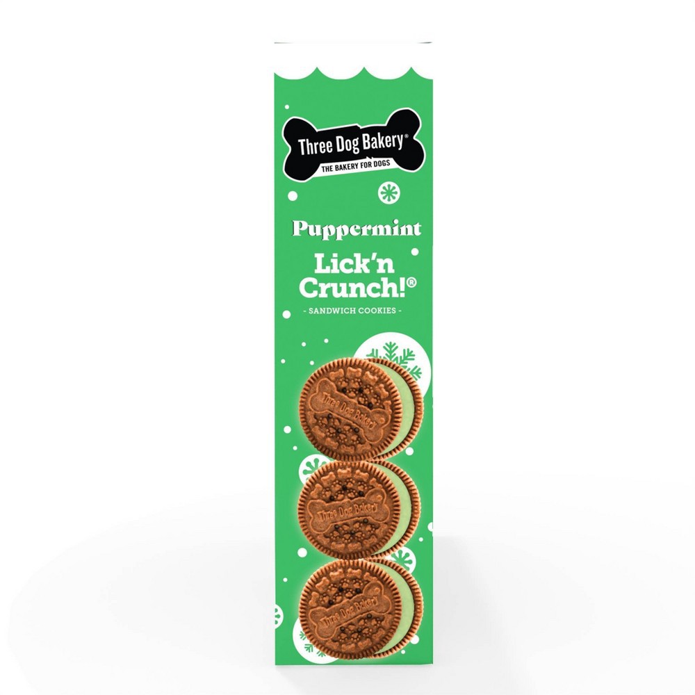 slide 3 of 4, Three Dog Bakery Holiday Carob and Peppermint Lick'n Crunch Cookie Dog Treats - 13oz, 13 oz