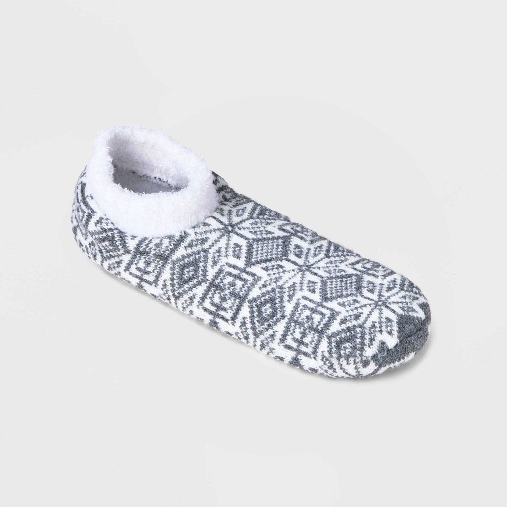 slide 1 of 5, Women's Mosaic Pattern Double Lined Cozy Booties - A New Day Heather Gray 4-10, 1 ct