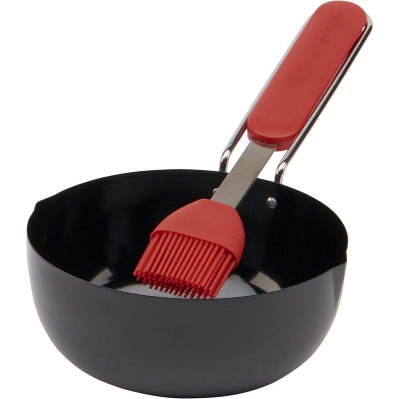 slide 1 of 2, Good Cook 16oz Nonstick Iron BBQ Sauce Pan with Stainless Steel Handle and Basting Brush, 1 ct