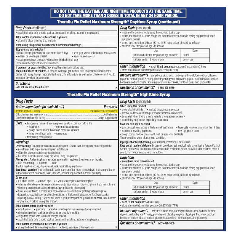 slide 2 of 14, Theraflu Multi-Symptom Flu Relief Max Strength Day & Night Liquid - Honey Elderberry - 16.6 fl oz, 16.6 fl oz