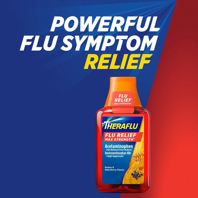 slide 8 of 14, Theraflu Multi-Symptom Flu Relief Max Strength Day & Night Liquid - Honey Elderberry - 16.6 fl oz, 16.6 fl oz