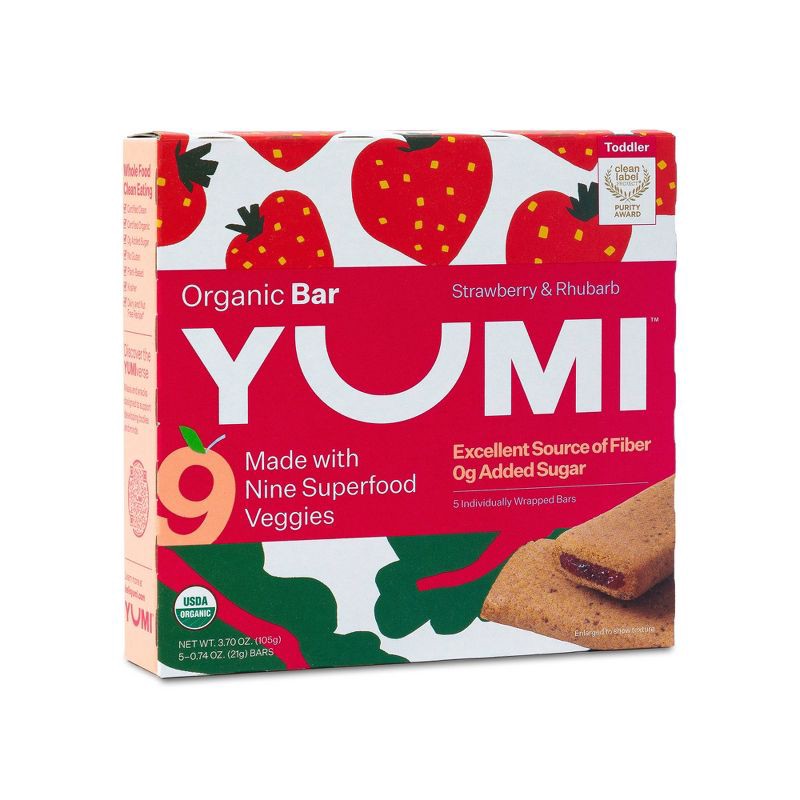 slide 6 of 7, YUMI Organic Strawberry and Rhubarb Baby Snack Bars - 3.7oz/5ct, 3.7 oz, 5 ct