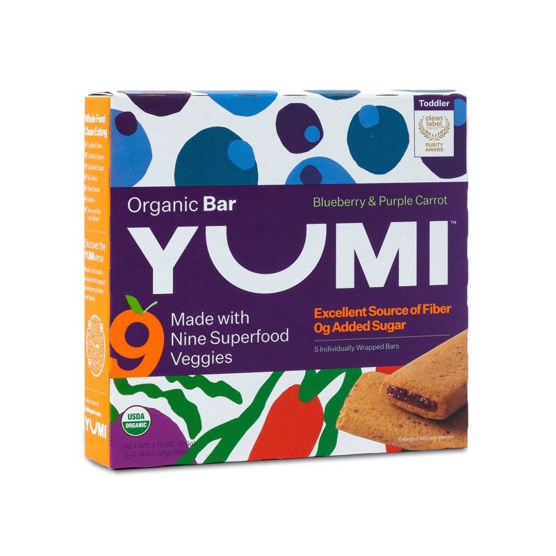 slide 6 of 7, YUMI Organic Blueberry & Purple Carrot Baby Snack Bars - 3.7oz/5ct, 3.7 oz, 5 ct