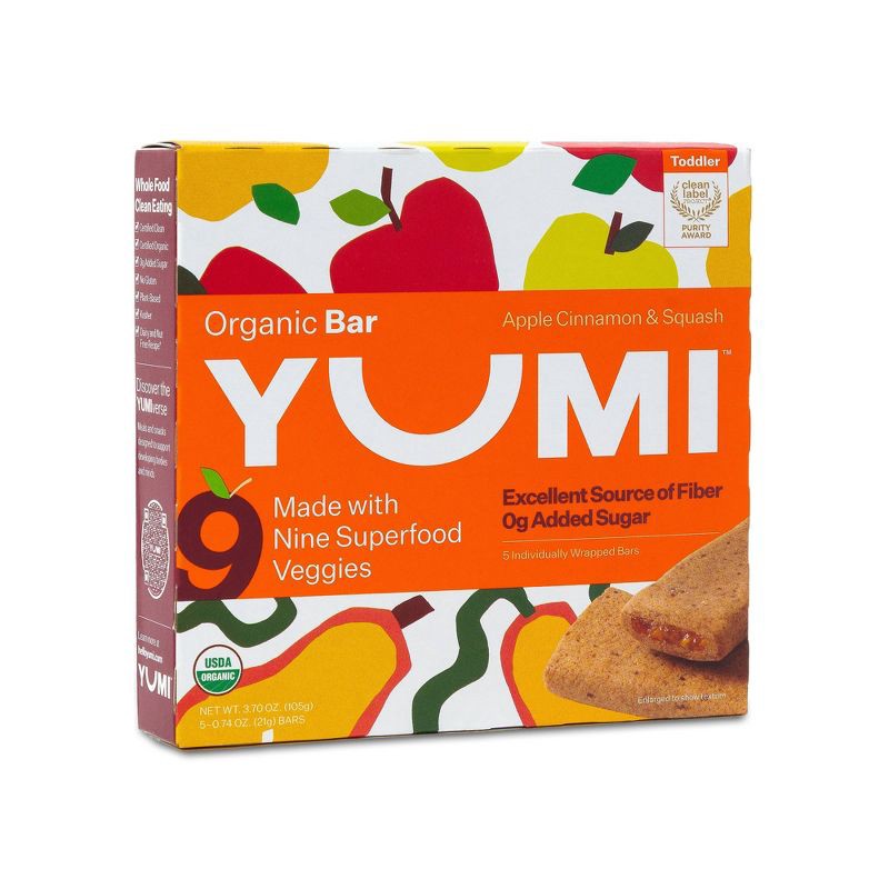 slide 6 of 7, YUMI Organic Apple and Cinnamon Squash Baby Snack Bar - 3.7oz/5ct, 3.7 oz, 5 ct