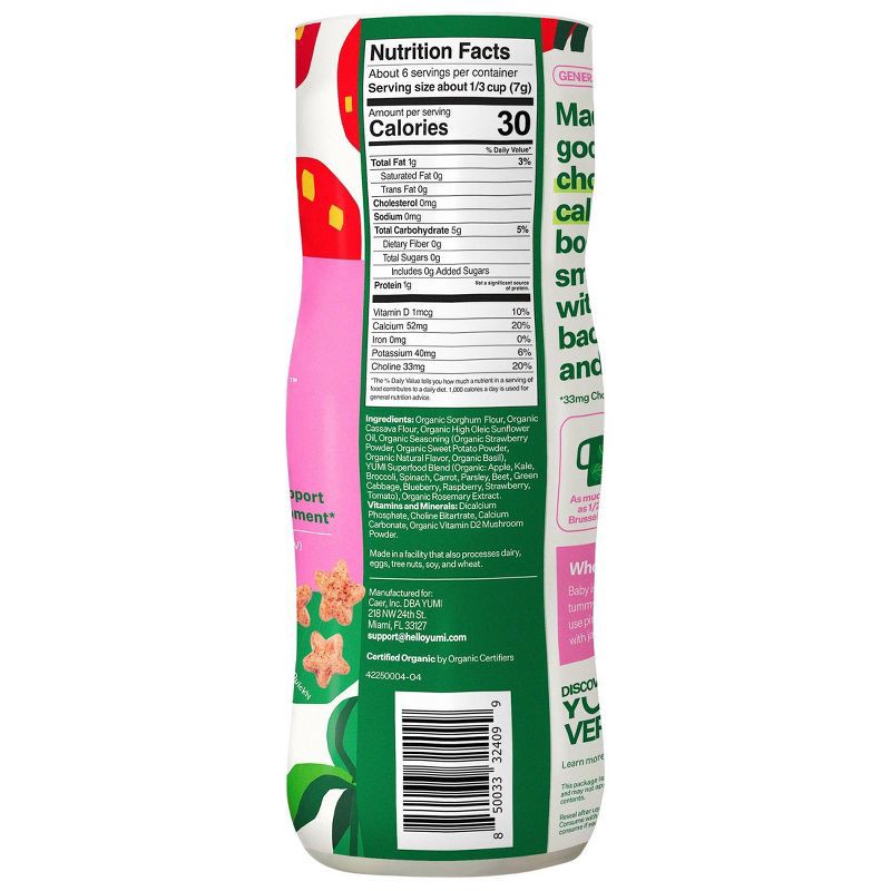 slide 2 of 3, YUMI Organic Strawberry and Basil Baby Snack Puffs - 1.5oz, 1.5 oz