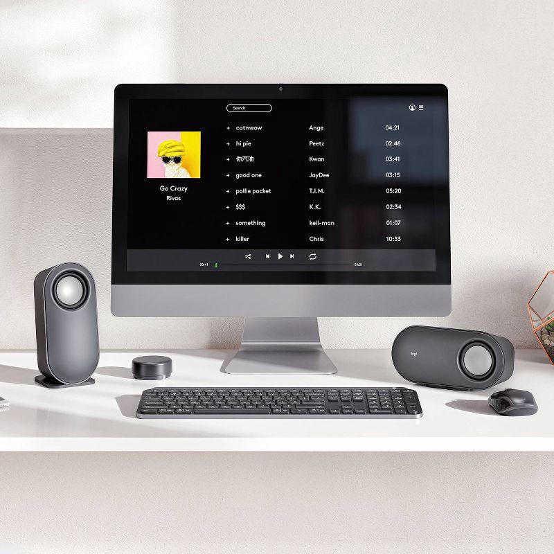 slide 2 of 7, Logitech Z407 Bluetooth Computer Speakers and Subwoofer with Wireless Control: USB, 3.5mm Jack, 1 ct