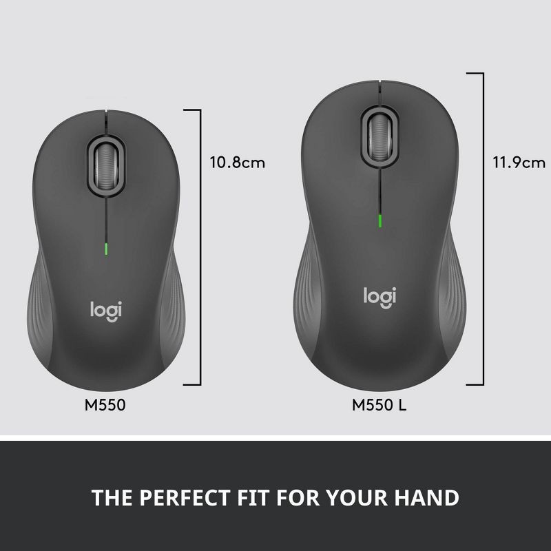slide 3 of 7, Logitech Signature M550 Wireless Mice - Graphite: USB-A Connection, Bluetooth Compatible, 1 ct