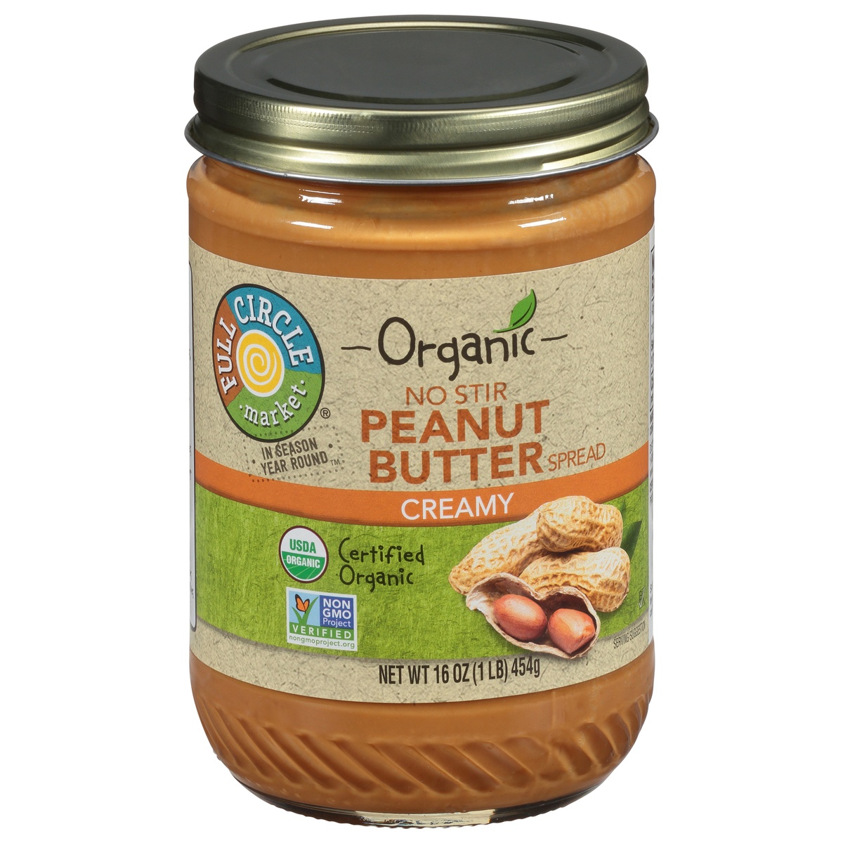 slide 1 of 1, Full Circle Market Organic Creamy Peanut Butter Spread, 16 oz