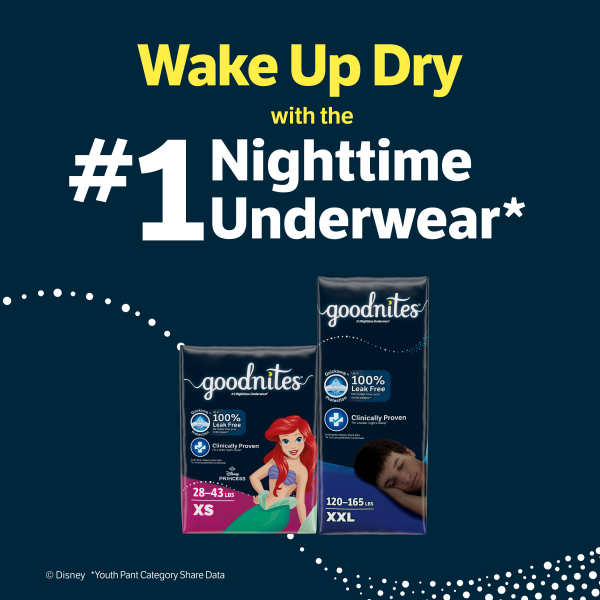 slide 4 of 29, Goodnites Boys' Nighttime Underwear, Size XXL (120-165+ lbs), 8 Ct, 8 ct