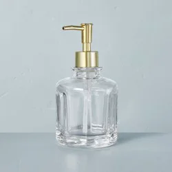 Etched Glass and Brass Soap Dispenser - Magnolia