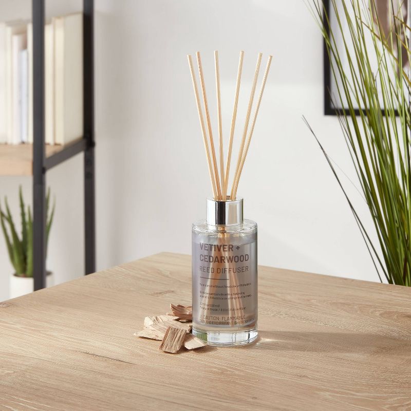 slide 2 of 3, 100ml Glass Reed Diffuser Vetiver & Cedarwood Brown - Threshold™: Aromatherapy, No Battery Needed, 100 ml