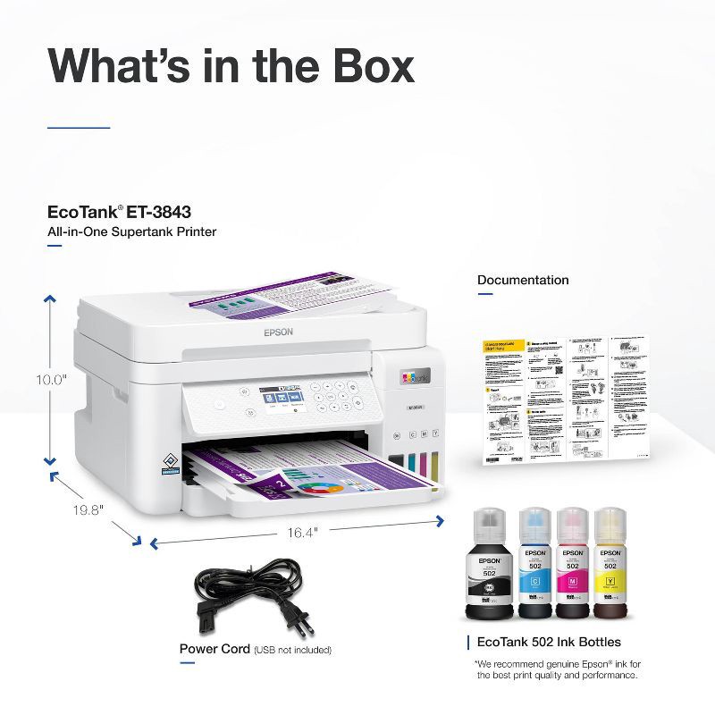 slide 17 of 17, Epson EcoTank ET-3843 All-in-One Cartridge-Free Supertank Printer, 1 ct