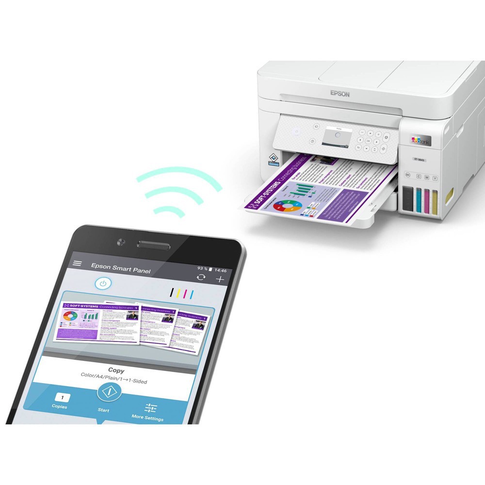 Epson EcoTank ET3843 AllinOne CartridgeFree Supertank Printer 1 ct