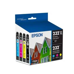 Epson 232XL Black 232 C/M/Y 4pk Ink Cartridges - Black Cyan Magenta Yellow (T232XL-BCS): High Yield Printer Ink