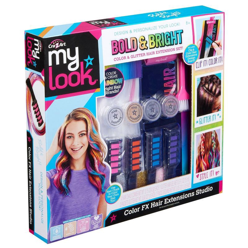slide 11 of 12, My Look Color Effects Bold & Bright Hair Extension Studio: Craft Activity Kit with Hair Clips, 1 ct