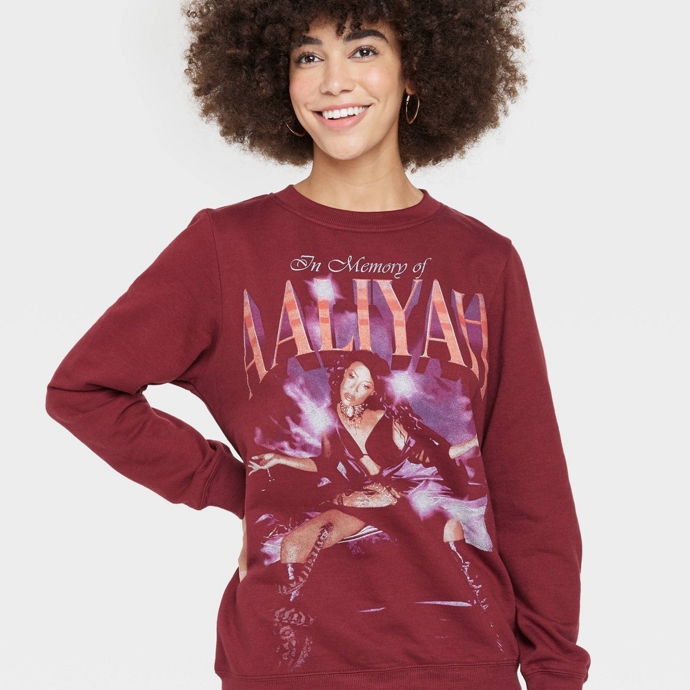 Merch Traffic Women s Aaliyah Graphic Sweatshirt Burgundy L 6 ct Shipt