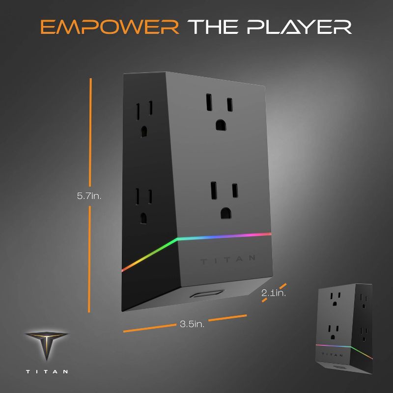 slide 3 of 8, Titan 6-Outlet Surge Tap 560J Multi Color LED, 1 ct