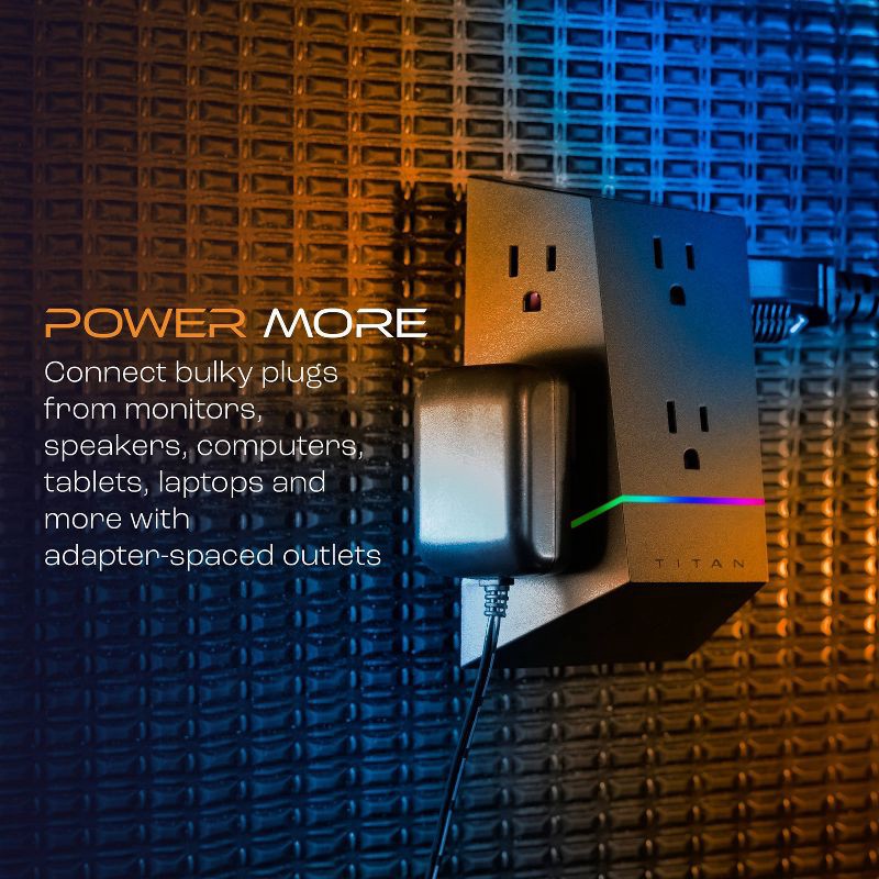 slide 7 of 8, Titan 6-Outlet Surge Tap 560J Multi Color LED, 1 ct