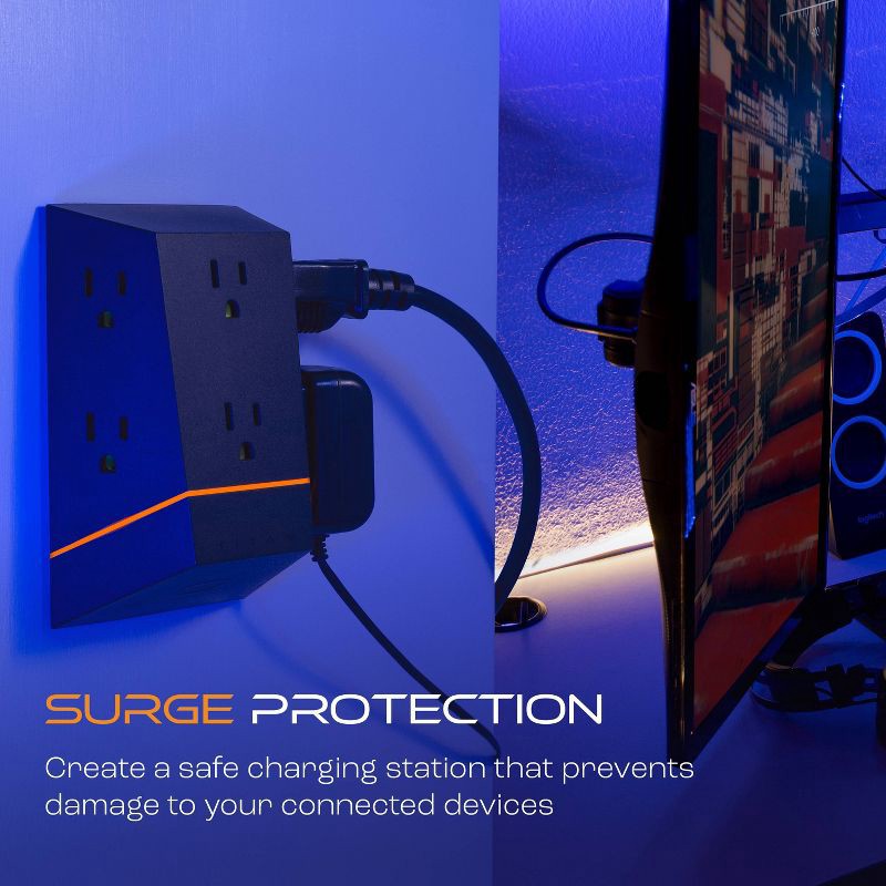 slide 8 of 8, Titan 6-Outlet Surge Tap 560J Multi Color LED, 1 ct