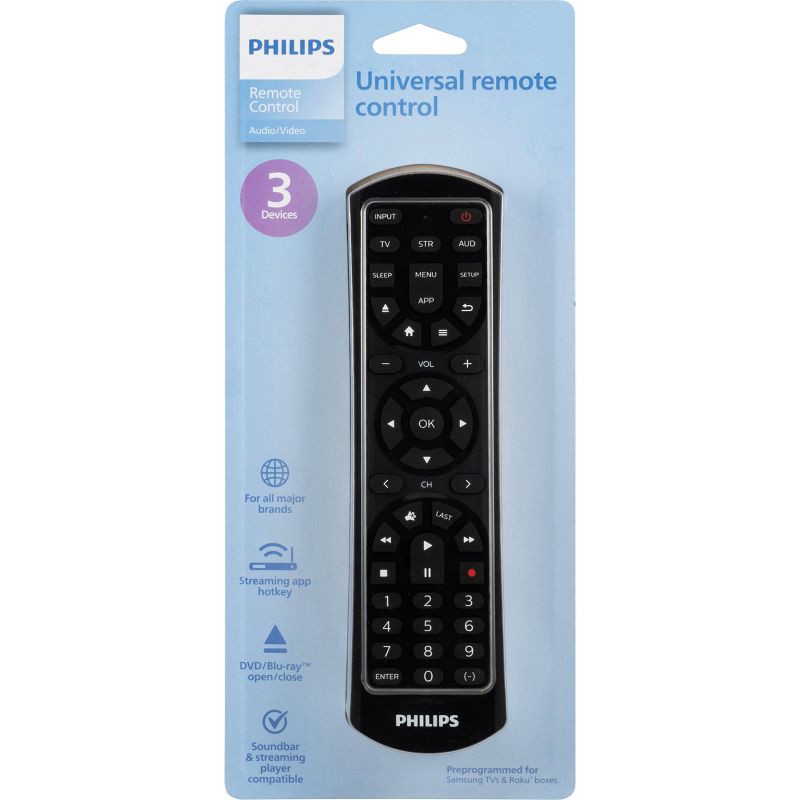 slide 7 of 7, Philips 3-Device Universal Remote Control: Infrared Home Theater Accessory, 1 ct