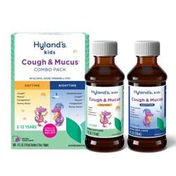 Hyland's Kids Cough & Mucus Syrup, Day & Night Combo Pack - Grape - 8 fl oz: Dye-Free, Paraben-Free, Sugar-Free, Alcohol-Free
