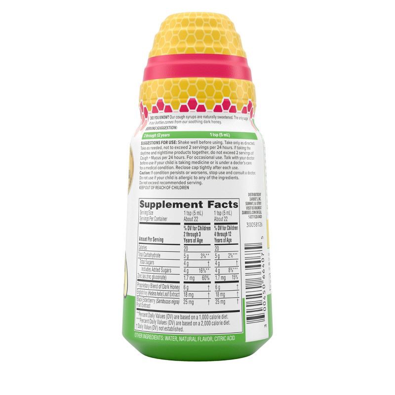 slide 2 of 12, Zarbee's Kid's Cough + Mucus Daytime with Honey, Ivy Leaf, Zinc & Elderberry - Mixed Berry - 4 fl oz, 4 fl oz