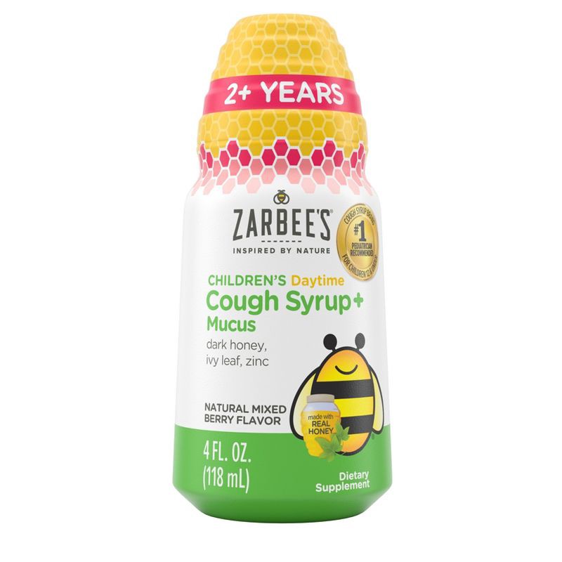 slide 10 of 13, Zarbee's Kid's Cough + Mucus Day/Night with Honey, Ivy Leaf, Zinc & Elderberry - Mixed Berry - 8 fl oz, 8 fl oz