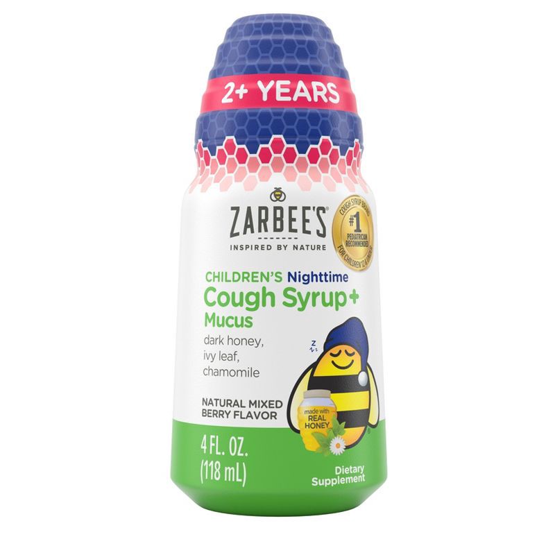 slide 11 of 13, Zarbee's Kid's Cough + Mucus Day/Night with Honey, Ivy Leaf, Zinc & Elderberry - Mixed Berry - 8 fl oz, 8 fl oz