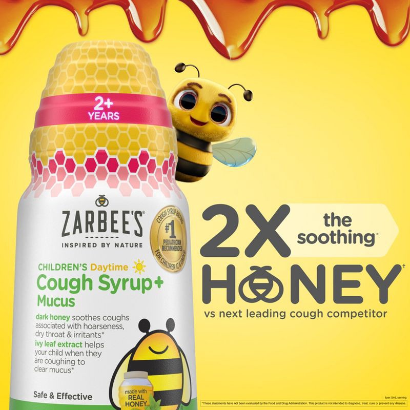 slide 12 of 13, Zarbee's Kid's Cough + Mucus Day/Night with Honey, Ivy Leaf, Zinc & Elderberry - Mixed Berry - 8 fl oz, 8 fl oz