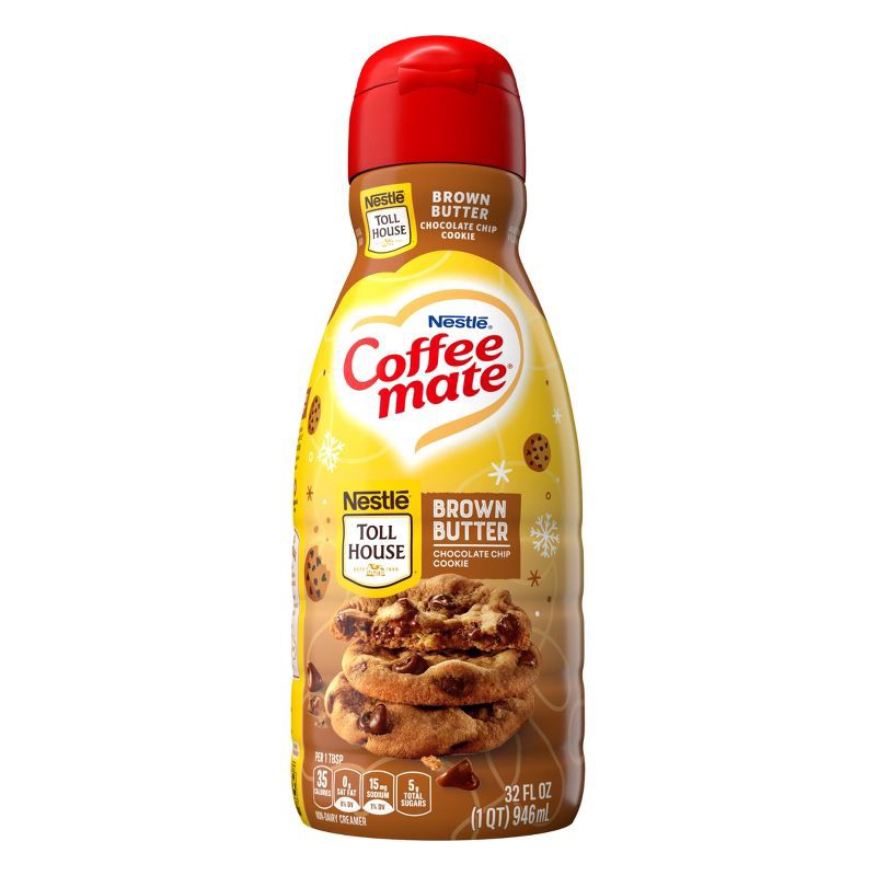 slide 8 of 11, Coffee mate Tollhouse Brown Butter Chocolate Chip Cookie Coffee Creamer - 32 fl oz, 32 fl oz