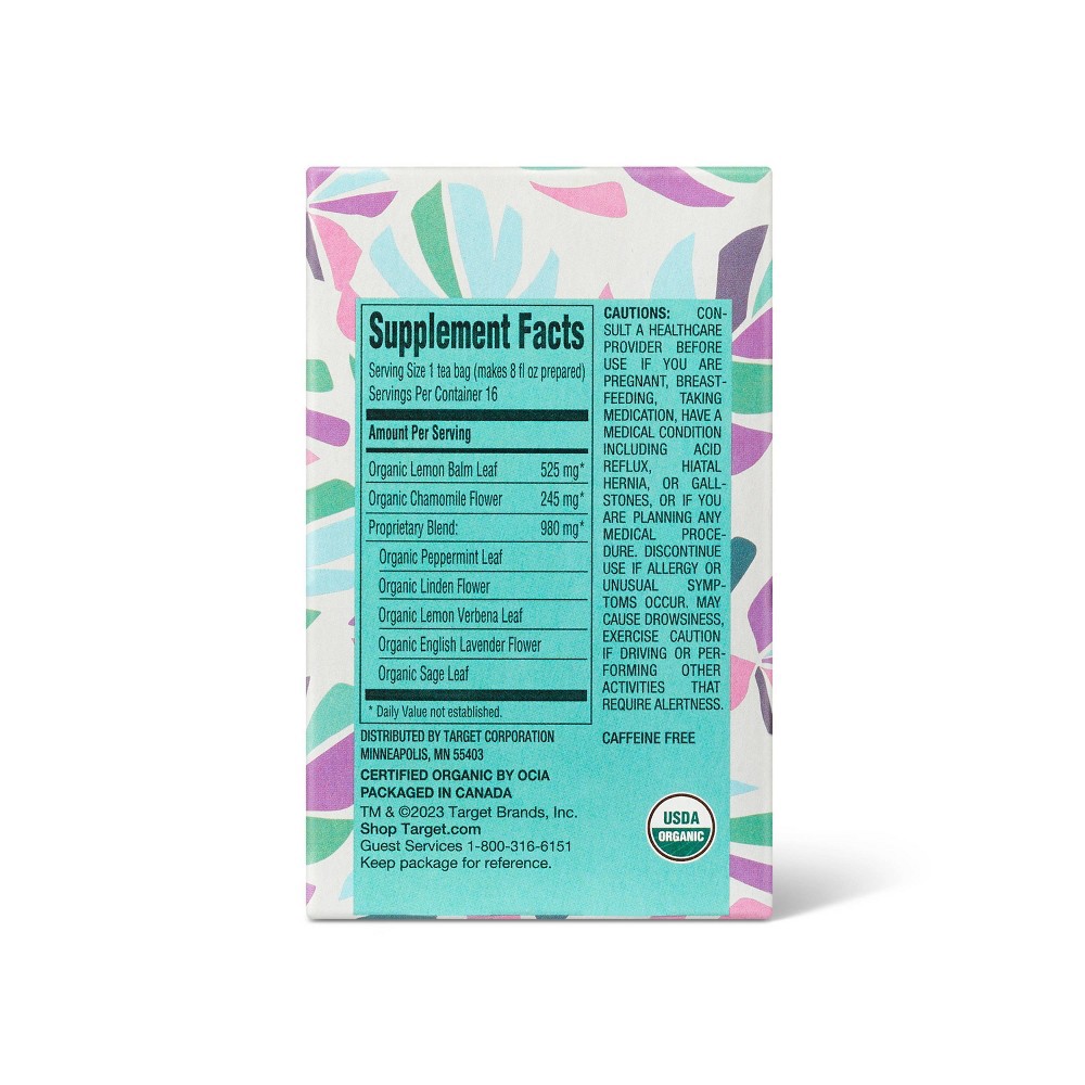 slide 3 of 4, Organic Lemon Balm Relaxation Herbal Tea Supplement- 16ct - Tabitha Brown For Target, 16 ct