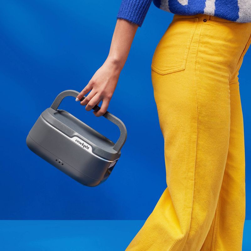 slide 2 of 8, Crock-Pot GO Portable Food Warmer, Electric Lunch Box with Detachable Cord: Stainless Steel, Dishwasher-Safe, 60W, Gray, 1 ct