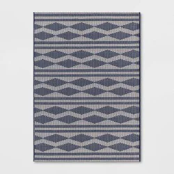 5'x7' Tapestry Geo Outdoor Rug Navy - Threshold™