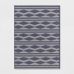 5'x7' Tapestry Geo Outdoor Rug Navy - Threshold™