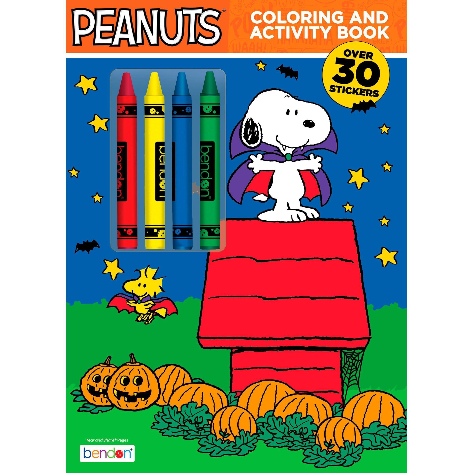 slide 1 of 4, Bendon Peanuts Halloween Coloring Book with Crayons, 1 ct