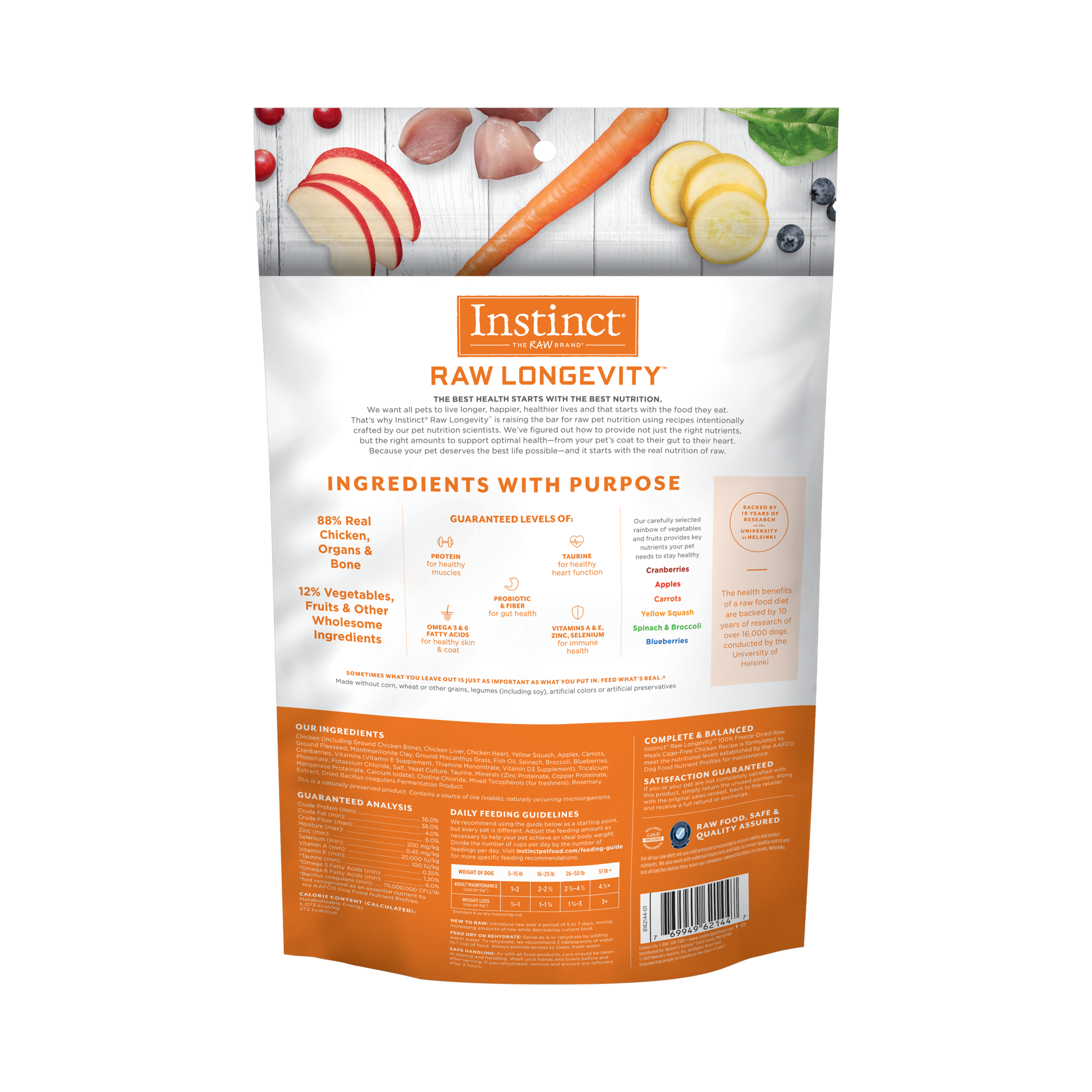 slide 2 of 2, Instinct Raw Longevity Adult Freeze-Dried Chicken Bites Dog Food, 9.5 oz. Bag, 0.59 lb